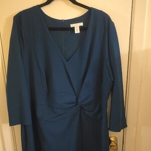 London Times Teal Long Sleeve Dress